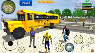 Spider Rope Hero Gangster Crime Simulator - School Bus and bike at Vegas City - Android Gameplay screenshot 4