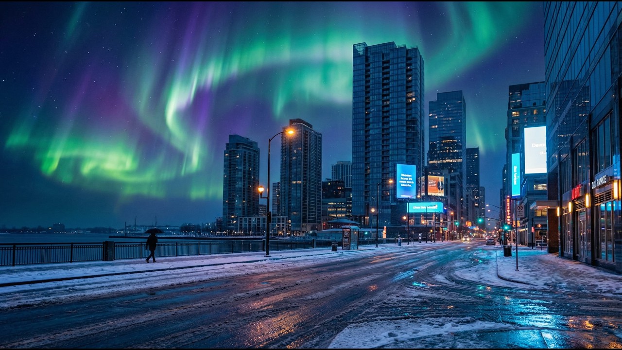 Cyberpunk Night Skyline 4K 🌌 Relaxing Neon City Screensaver (2160p Ultra HD)