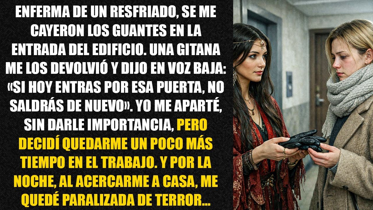 Enferma de un resfriado, se me cayeron los guantes en la entrada del edificio. Una gitana me...