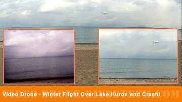 Video Drone - Syma X8 Winter Flight Over Lake Huron and Crash!