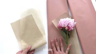 In 2 minute, Peony flower wrapping DIY 2분안에 완성하는 작약 한송이 꽃다발 포장 방법