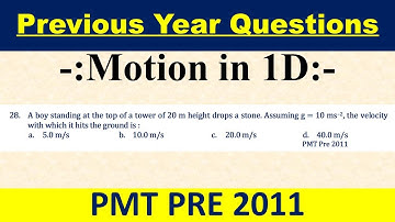 A boy standing at the top of a tower of 20 m height drops a stone. Assuming g = 10 ms–2,