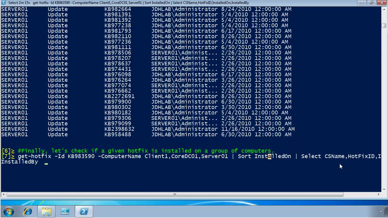 How To: Use Powershell To Find Hot Fixes And Updates