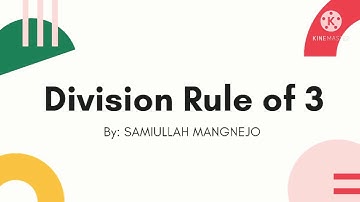 Division rule of 3 | Numbers which are exactly divisible by 3 | Division