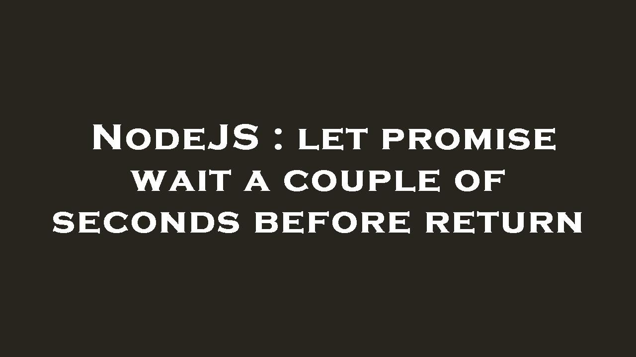 NodeJS : let promise wait a couple of seconds before return - YouTube