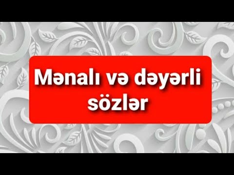 Mənalı və dəyərli sözlər 2021