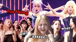 Le sserafim's reactions to GIDLE uncensored version of Tomboy