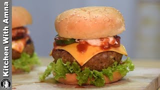 KFC Style Beef Burger Recipe - Special Burger Recipe by Kitchen With Amna