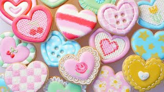 ハートクッキーをかわいくする15アイデア🌷バレンタイン100均アイシングのコツ✍️｜satisfying cookie decorating