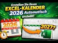 🇩🇪~ Erstellen Sie Ihren automatischen Excel-Kalender 2026 📅 !
