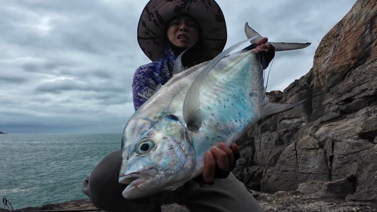 shore jig tại ghềnh đá cao bằng mồi cá cơm 40g đụng bầy cá siêu khủng ăn mồi liên tục - Phần 1