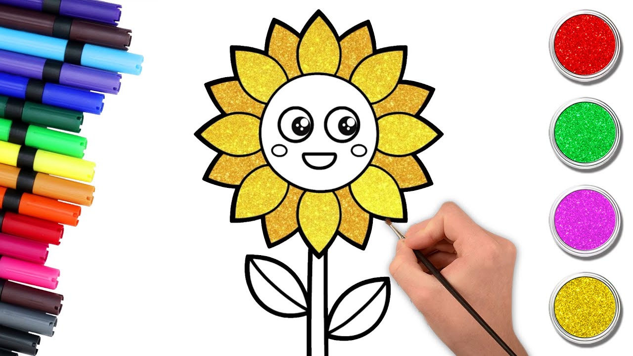 How to Draw Easy Sunflower | Step by Step Drawing and Coloring for Kids ...