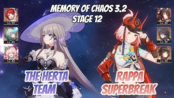 The Herta Team w/ Hyacine & Rappa SuperBreak Memory of Chaos Stage 12 (3 Stars) | Honkai Star Rail