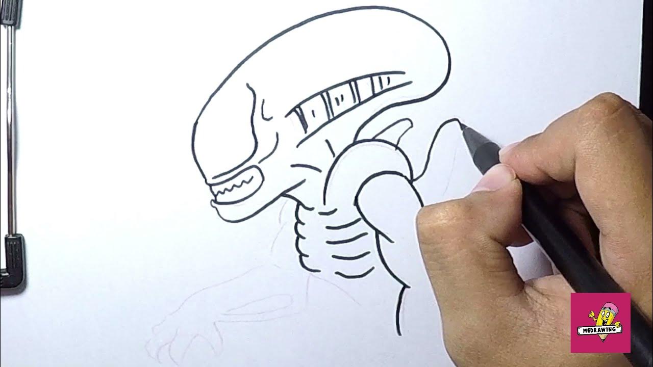 How to Draw Xenomorph Easy Step by Step YouTube