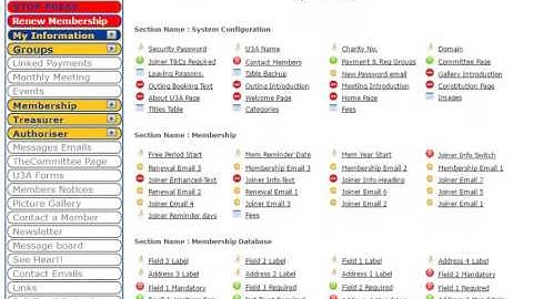 New functions in Version 5 of U3AWeb (System Details)