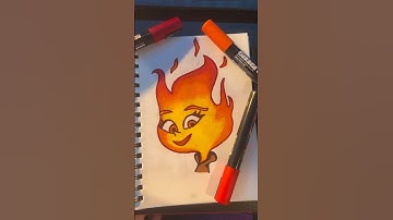 Drawing Ember Lumen from Elemental with Posca Markers! #shorts
