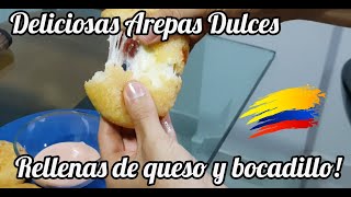 Arepas dulces rellenas de queso y bocadillo, Arepas de maiz peto