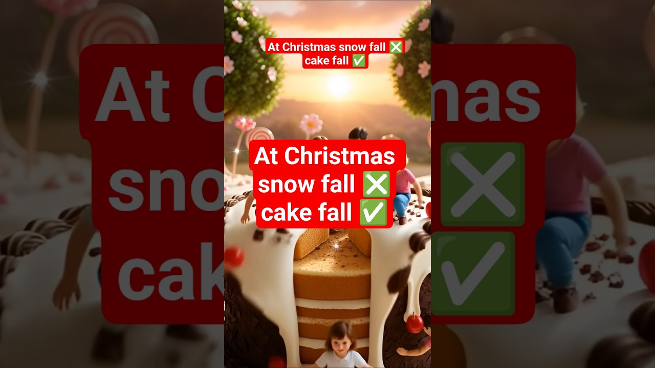 At Christmas snow fall ❎cake fall ✅