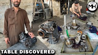 Afghaan Mechanic Demonstrates Truck Steering Box Rebuilding with Basic Tools, Skills and Grit