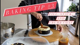 Baking Tip #3 - How to Fill, Stack, and Crumb Coat Layer Cakes - Buttercream Frosting Tutorial