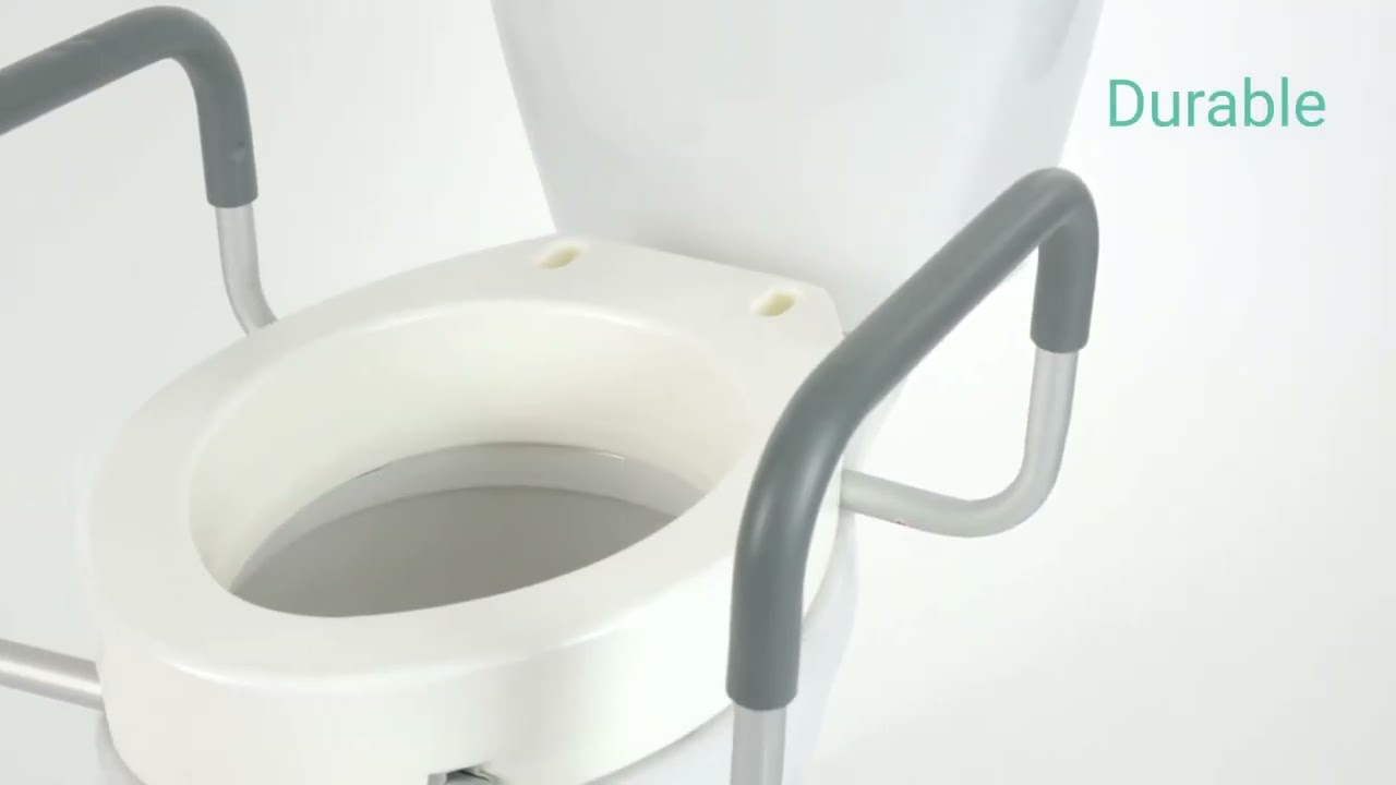Toilet Seat Riser by Vive   Raised Toilet Seat With Padded Arms for Handicap, Elderly, Senior