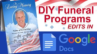 Google Docs DIY Funeral Programs Designs - Air Force Funeral Template