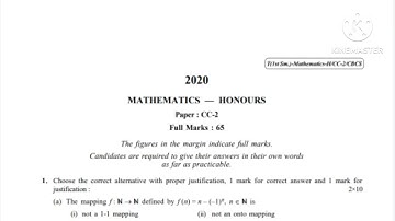 CU Mathematics Honours CC-2 (1st Sem 2020) Question Paper//