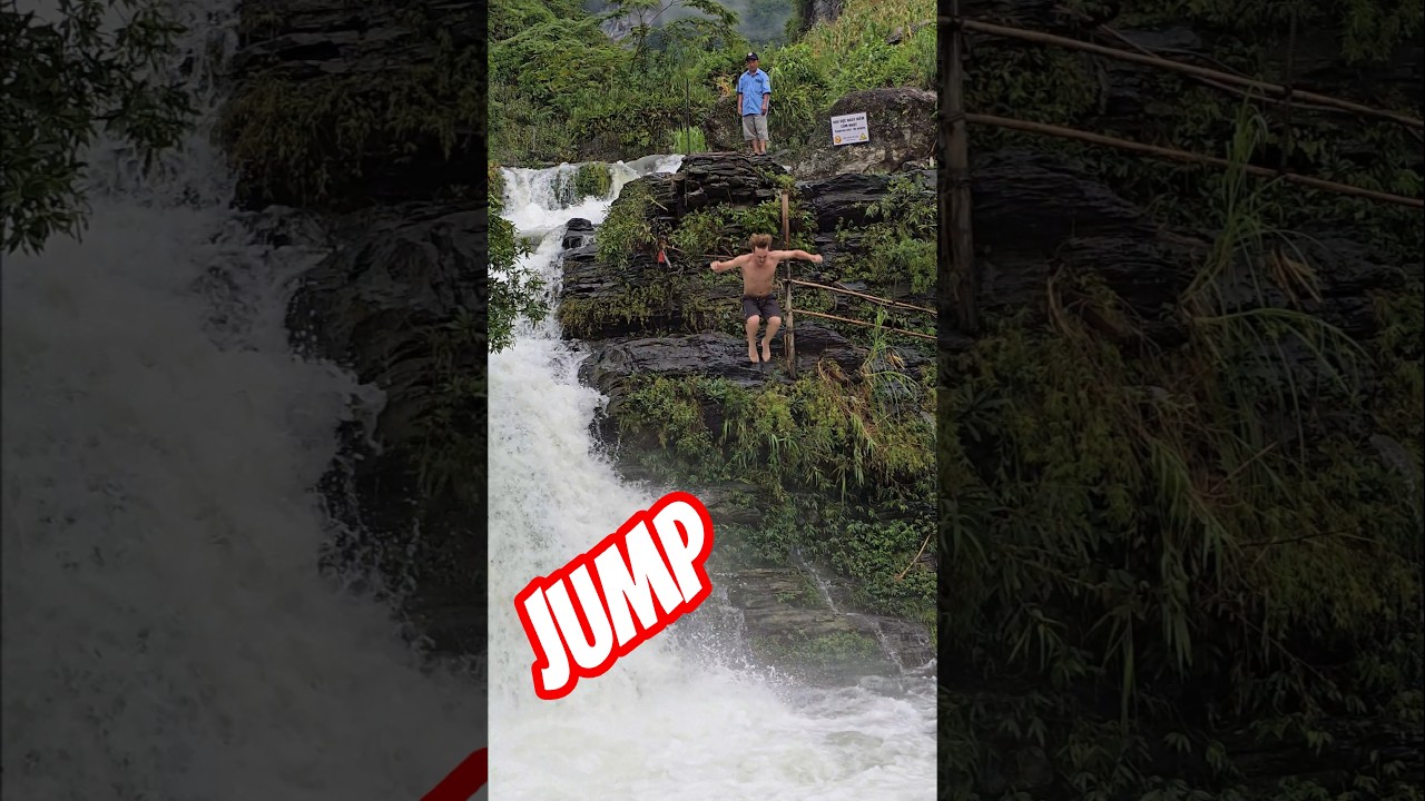 Go with the current and the crazy jump #travel #waterfall #jump