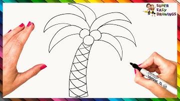 How To Draw A Palm Tree Step By Step 🌴 Palm Tree Drawing Easy