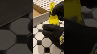 Tile replacement repair tutorial on new floor tile mosaic installation