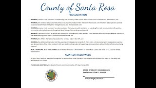 Santa Rosa County 2023 Amateur Radio Week Proclamation
