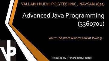 AJP Unit 2 : Abstract Window Toolkit (SWING)