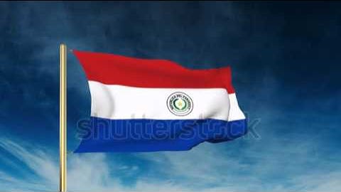 Paraguay flag slider style. Waving in the win with cloud background animation Stock video by
