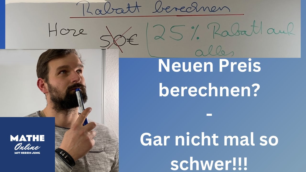 Rabatt berechnen Dreisatz Prozentrechnung YouTube