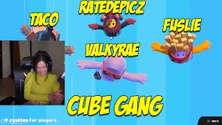 Cube Gang Fall Guys Highlights (Valkyrae, Fuslie, Ratedepicz, Taco)