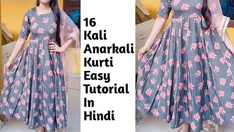 16 Panel Anarkali Kurti Cutting And Stitching//Anarkali Gown Cutting And Stitching For Beginners