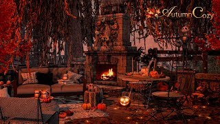 🍂🍃AUTUMN PORCH AMBIENCE: Pumpkin Guts, Sizzling Pumpkin Seeds, Fireplace Sounds, Nature Sounds