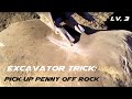 VERY HARD! Excavator flips a penny onto tooth