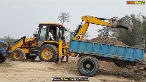 JCB Dozer Working on Sandy Place - JCB Loading Sand in Tractor - JCB Digger Video
