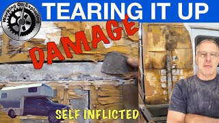 Selfinflicted Water Disaster | Repairing RV Fiberglass | Swollen DIY Adventure Camper