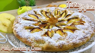 TORTA SFOGLIATA MELE AMARETTI CREMA ricetta velocissima PUFF PASTRY APPLE CAKE  - Tutti a Tavola