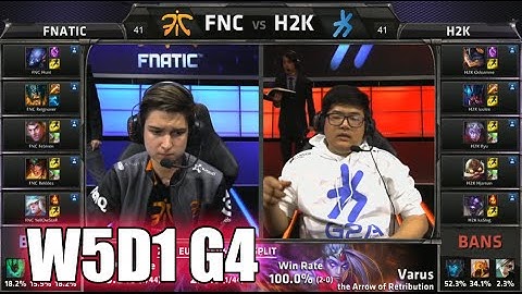 Fnatic vs H2K Gaming | S5 EU LCS Summer 2015 Week 5 Day 1 | FNC vs H2K W5D1 G4