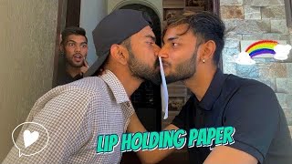 Hold a Paper With Face Challenge| 💋(We kissed)😅|| Gay Couple Game
