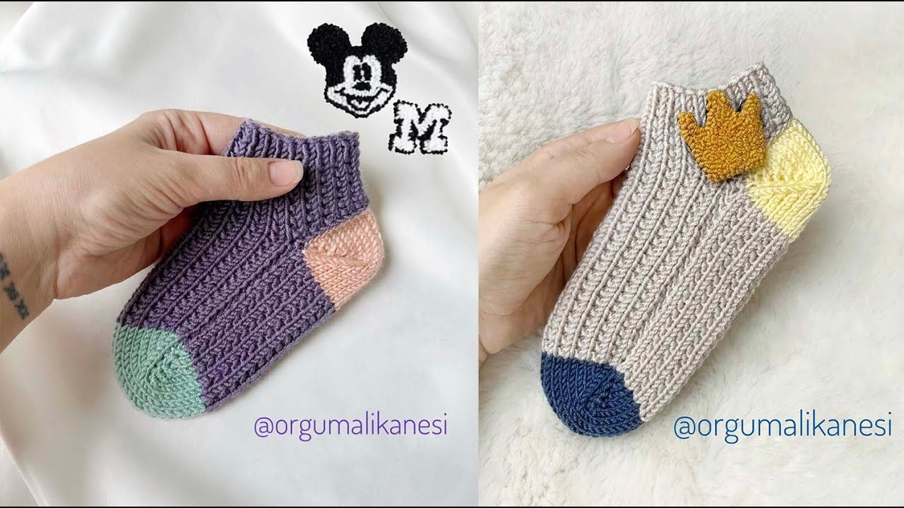İKİ ŞİŞLE ÇORAP YAPILIŞI 🌸/ making socks with two skewers /