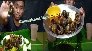 Mizo mukbang,Chengkawl, Nimbu,le dal etc.. Snail mukbang