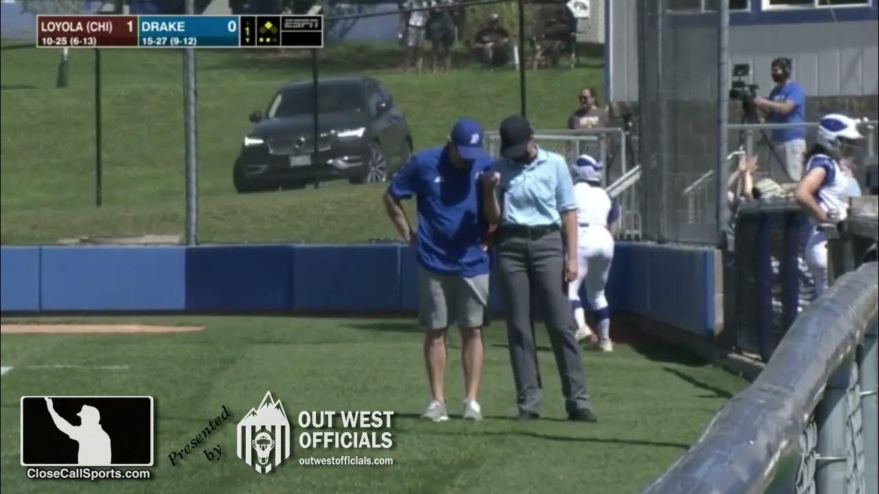 NCAA Softball Umpires' Use Phone Call Rules Check on Retired Batter