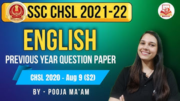 SSC CHSL 2021-22 | Paper Solution - SSC CHSL 2020 (Aug 9, S2)| SSC CHSL English class by Pooja Ma