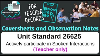 US26625 Actively participate in spoken interactions - coversheet and observation notes