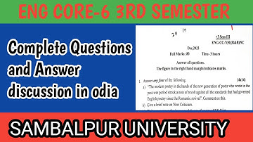 ENG CORE-6 +3 3RD SEMESTER| SAMBALPUR UNIVERSITY PREVIOUS YEAR ENG QUESTION PAPER