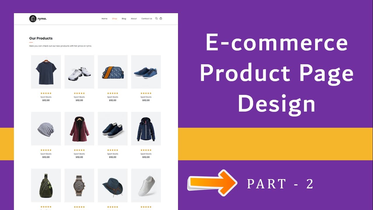 Ecommerce Shop Page Design HTML and CSS step by step